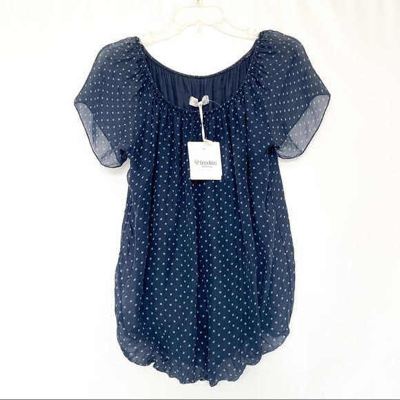 Polka Dot pin up style Bubble Hem Silk Blouse NEW with tags Women Size S - Picture 6 of 11